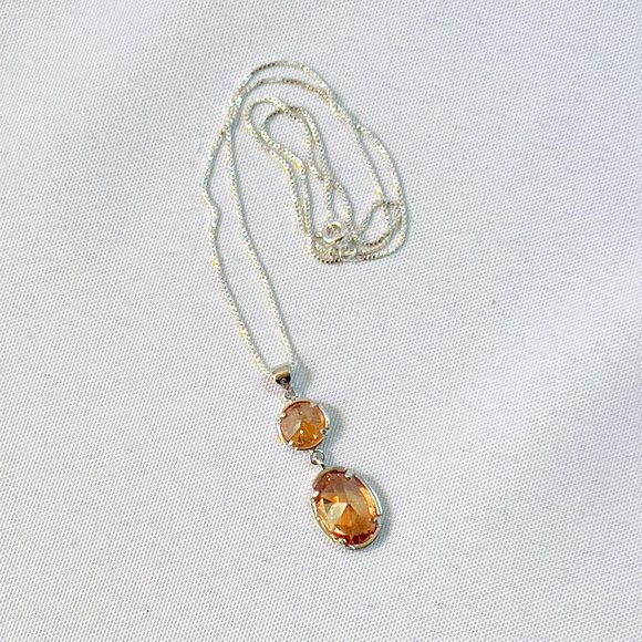 Silver Unlimited Pendant Necklace Faceted Double Gem Sterling 925 Italy - Picture 8 of 14